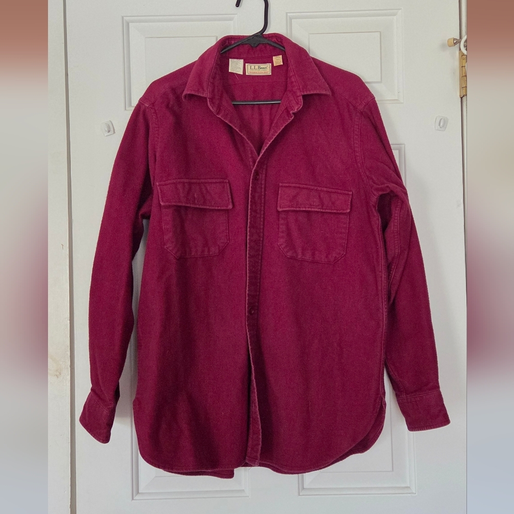 L.L. Bean Men's Chamois Flannel Button-Down Shirt - Wine
